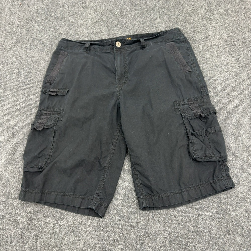 Helix Cargo Shorts Mens 36 Black Cotton Ripstop Multi-Pocket Tactical Casual